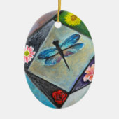 セラミックオーナメント – トンボの花の芸術 (正面)