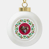 セラミックオーナメント – 当社の初めてのクリスマス – 写真/日付 セラミックボールオーナメント (正面)