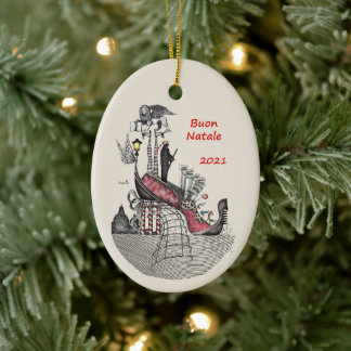 セラミックオーバルオーナメント – ヴェネツィアイタリア セラミックオーナメント