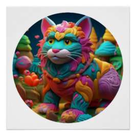 セラミックカラフル子猫カート ポスター