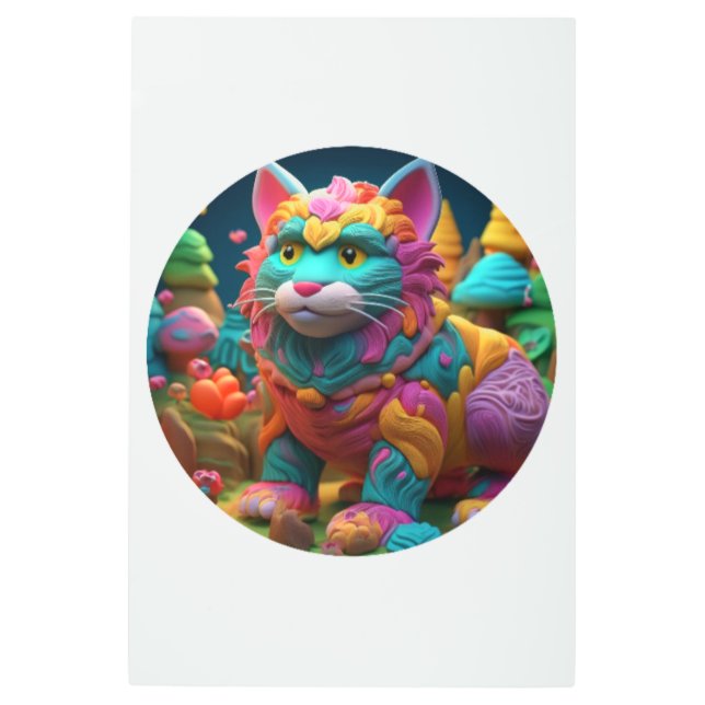 セラミックカラフル子猫カート メタルプリント (正面)