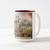 セラミックカラーコーヒーマグ、ヴィンテージサファリスタイル ツートーンマグカップ (正面右)