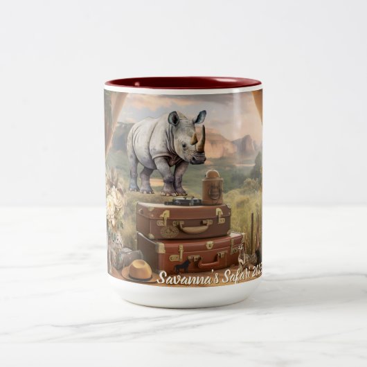 セラミックカラーコーヒーマグ、ヴィンテージサファリスタイル ツートーンマグカップ (中央)