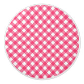 セラミックキャビネットつまみピンクプレイド セラミックノブ (正面)