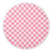 セラミックキャビネットつまみピンクプレイド セラミックノブ (正面)