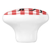 セラミックキャビネットつまみ赤の格子模様とエルク セラミックノブ (側面)