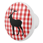 セラミックキャビネットつまみ赤の格子模様とエルク セラミックノブ (右)