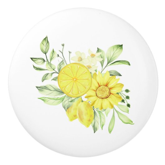 セラミックキャビネットつまみ – レモンのセラミックノブ セラミックノブ (正面)