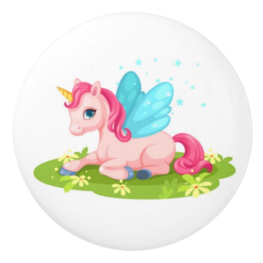 セラミックキャビネットのノブ – ユニコーン型セラミックノブ セラミックノブ (正面)