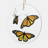 セラミッククリスマスオーナメント(昆虫)オオカバマダラ、モナークのライフサイクル セラミックオーナメント (左)
