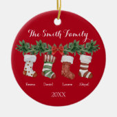 セラミッククリスマスファミリーストッキングオーナメント セラミックオーナメント (正面)