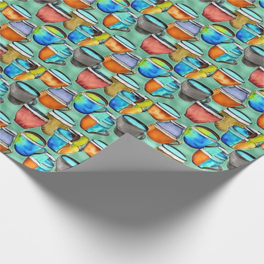 セラミックコーヒーカップ水彩パターン ラッピングペーパー (角)