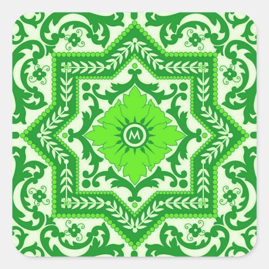 セラミックスタイルアズレジョヴィンテージモノグラムオーナメント スクエアシール (正面)