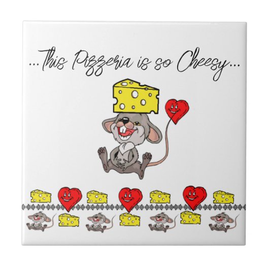 セラミックスタイルネズミソチーズピザピザ タイル (正面)