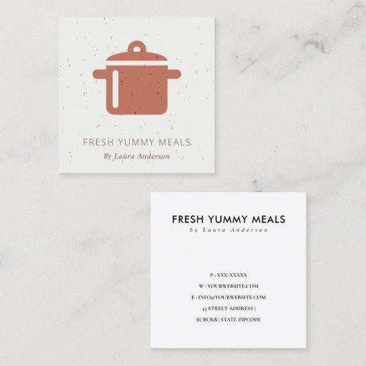 セラミックステラコッタラストポットミールシェフケータリング スクエア名刺 (正面/裏面)