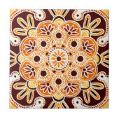 セラミックタイルとジオメトリックブラウン、金ゴールド、オレンジ タイル (正面)