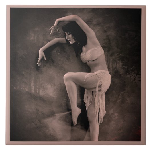 セラミックタイルとヴィンテージダンサー写真 タイル (正面)