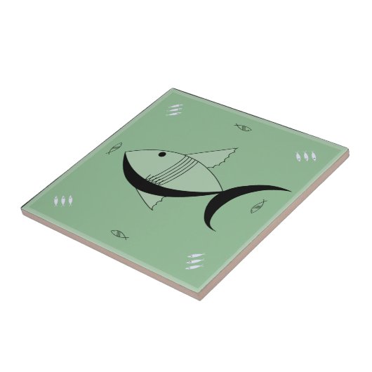 セラミックタイルのすばらしい50年代の魚のレトロのヴィンテージ タイル (側面)