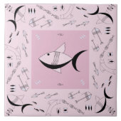 セラミックタイルのすばらしい50年代の魚のレトロのヴィンテージ タイル (正面)