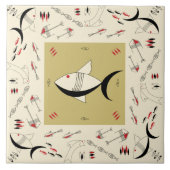 セラミックタイルのすばらしい50年代の魚のレトロのヴィンテージ タイル (正面)