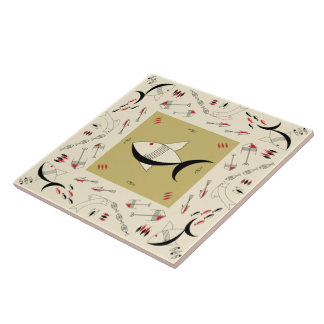 セラミックタイルのすばらしい50年代の魚のレトロのヴィンテージ タイル