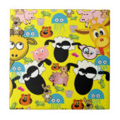 セラミックタイルのキリン、豚、子猫、羊 タイル (正面)