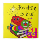 セラミックタイルの本、本、日、黄、リンゴ タイル (正面)