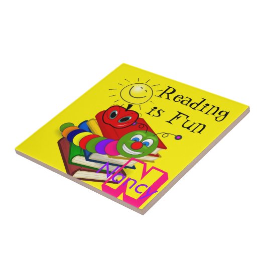 セラミックタイルの本、本、日、黄、リンゴ タイル (側面)