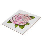 セラミックタイルを引いているヴィンテージのピンクのバラ タイル (側面)