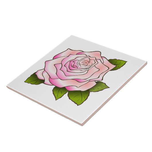 セラミックタイルを引いているヴィンテージのピンクのバラ タイル (側面)