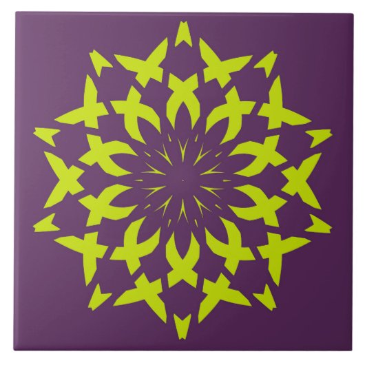 セラミックタイルエレガント、マルーン&グリーンデザイン タイル (正面)