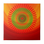 セラミックタイルオレンジ緑の円形 タイル (正面)