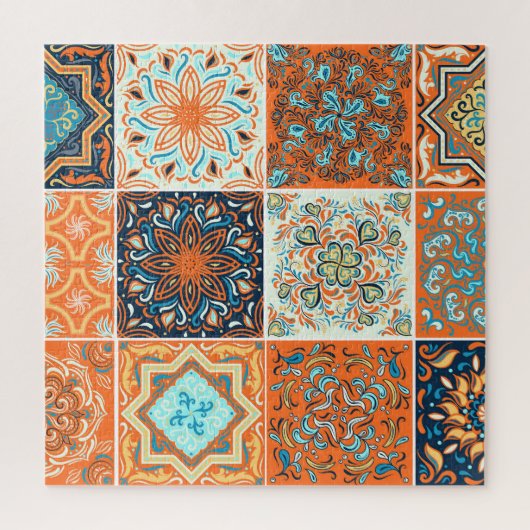 セラミックタイルオーナメント:抽象芸術パターン。 ジグソーパズル (縦)