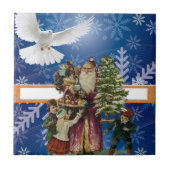 セラミックタイルクリスマスヴィンテージ鳩 タイル (正面)