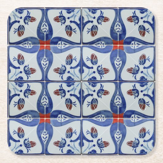 セラミックタイルスタイルパターン スクエアペーパーコースター (正面)