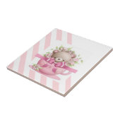 セラミックタイルストライプピンク&ホワイトストライプガール タイル (側面)