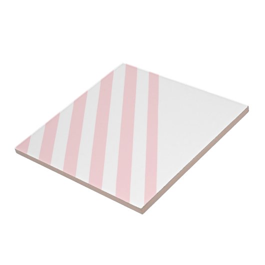 セラミックタイルストライプピンク&ホワイトストライプ タイル (側面)
