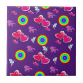 セラミックタイルパープルピンクハート タイル (正面)