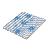 セラミックタイルピンク&ブルーストライプの星 タイル (側面)