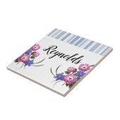 セラミックタイルフローラストライプ花 タイル (側面)