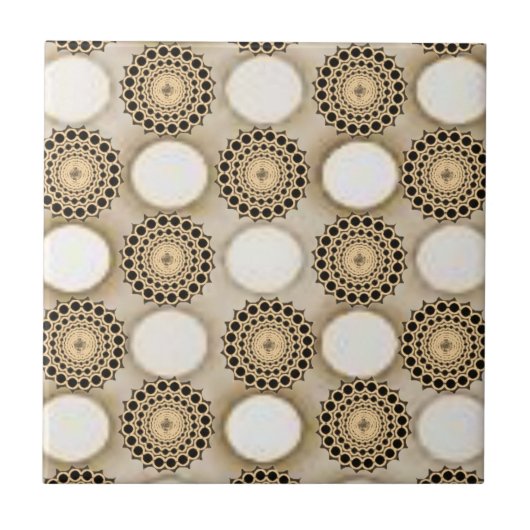 セラミックタイルフローララウンドベージュ タイル (正面)