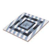 セラミックタイルブルーストライプフローラ タイル (側面)