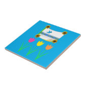 セラミックタイルブルーチューリップサンフラワーフローラ タイル (側面)