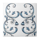 セラミックタイルブルーフローラ タイル (正面)