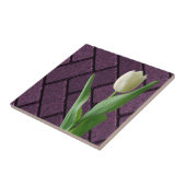 セラミックタイルホワイトチューリップパープルフローラ タイル (側面)