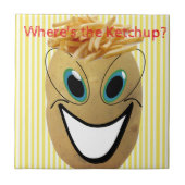 セラミックタイルポテトフランスの、フライドポテト、黄ストライプ色 タイル (正面)