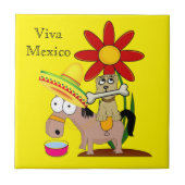 セラミックタイルメキシカンドンキードッグフローラビバメキシコ タイル (正面)