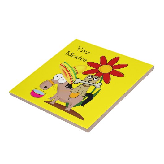 セラミックタイルメキシカンドンキードッグフローラビバメキシコ タイル (側面)