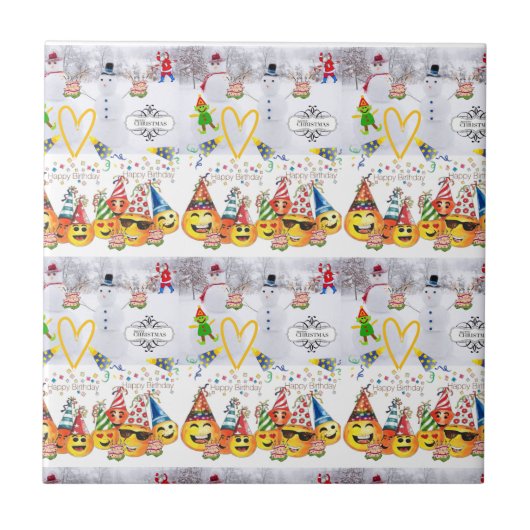 セラミックタイルメリークリスマスハッピーバースデー タイル (正面)