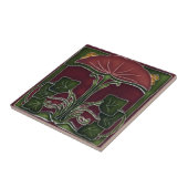 セラミックタイルヴィンテージアールヌーボーフローラ赤緑 タイル (側面)